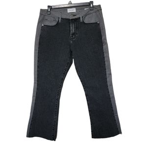 Frame Le Cropped Mini Boot Raw Edge Jeans in Silverwood Duo Size 28